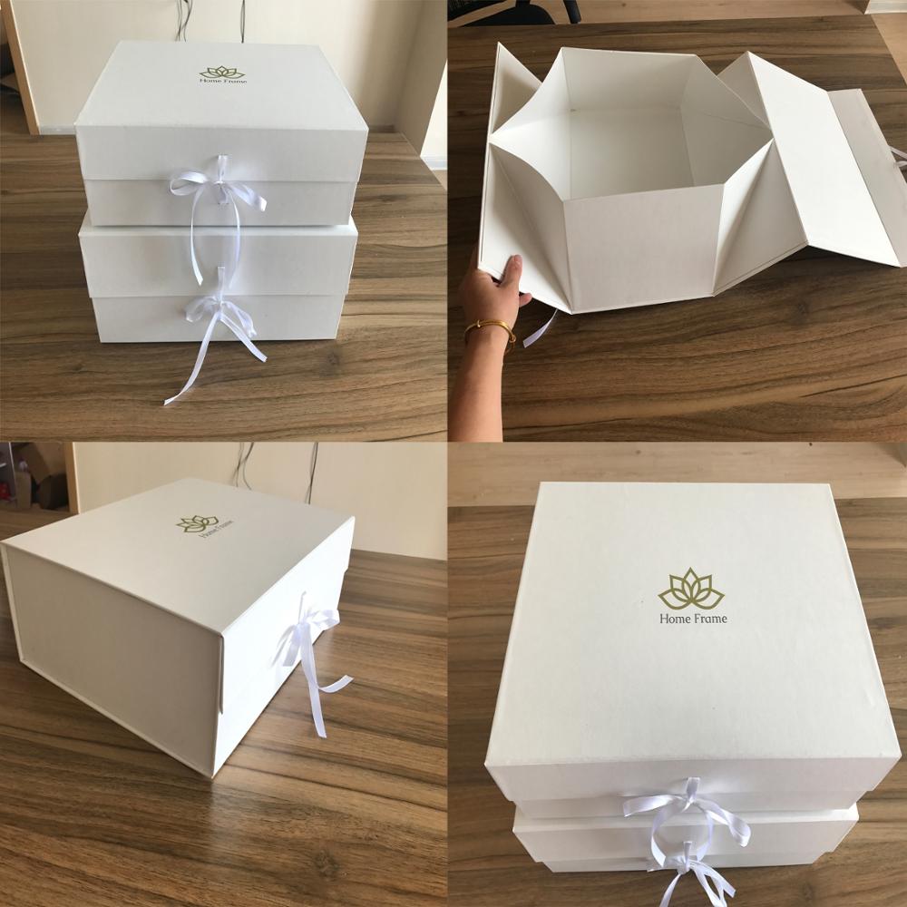 wholesale foldable magnetic closure gift box with ribbon